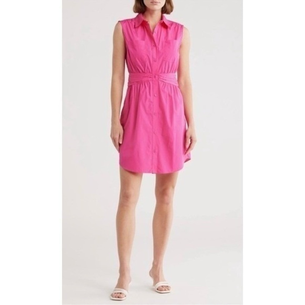 New Derek Lam 10 Crosby  Cora Sleeveless Cotton Shirtdress Pink size 6‎